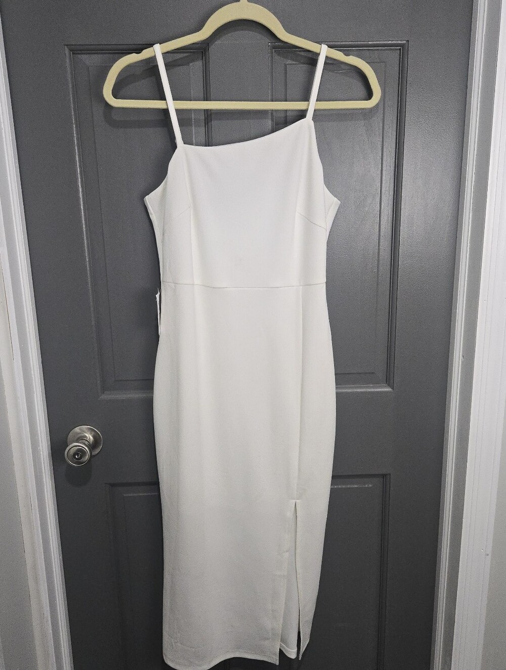 Asymmetrical Bodycon White Midi Dress